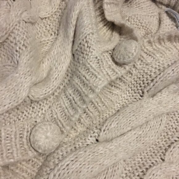 Y2K Tomboy Jeans Long Chunky Cream Cable Knit Wool Blend Button Up Sweater - Picture 7 of 15